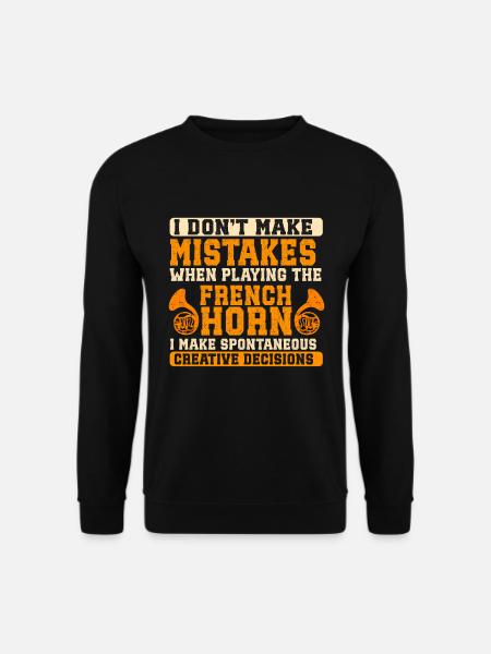 Französischer Horn -Spieler Hornist Messing Musik - Unisex Pullover - Schwarz