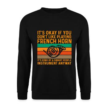 Französischer Horn -Spieler Hornist Messing Musik - Unisex Pullover - Schwarz - Vorne - Alina (178cm) & Michal (187cm)
