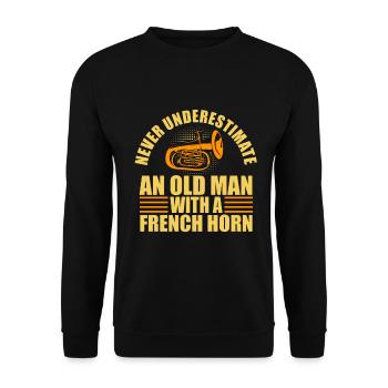Französischer Horn -Spieler Hornist Messing Musik - Unisex Pullover - Schwarz - Vorne - Alina (178cm) & Michal (187cm)