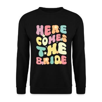 Demoiselle d’honneur fille groovy bachelorette - Sweat-shirt Unisexe - noir - Devant - Alina (178cm) & Michal (187cm)