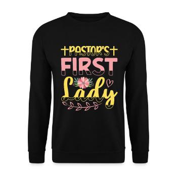 Pasteur Femme Jésus Appréciation de l’Église Chrétienne - Sweat-shirt Unisexe - noir - Devant - Alina (178cm) & Michal (187cm)