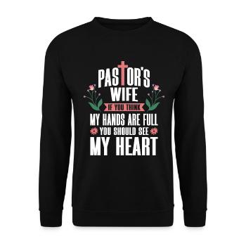 Pasteur Femme Jésus Appréciation de l’Église Chrétienne - Sweat-shirt Unisexe - noir - Devant - Alina (178cm) & Michal (187cm)