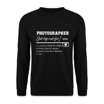 Fotografie -Fotoshooting Für Fotokamera. - Unisex Pullover - Schwarz - Vorne - Alina (178cm) & Michal (187cm)