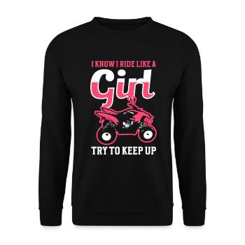 ATV Quad Bike Girl Four-wheel Drive Vehicles - Unisex Sweatshirt - black - Front - Alina (178cm) & Michal (187cm)