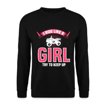 ATV Quad Bike Girl Four Wheel Drive Vehicles - Unisex Sweatshirt - black - Front - Alina (178cm) & Michal (187cm)