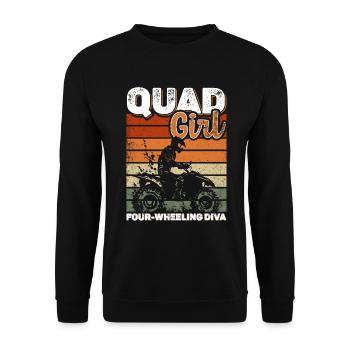 ATV Quad Bike Girl Allradfahrzeuge - Unisex Pullover - Schwarz - Vorne - Alina (178cm) & Michal (187cm)