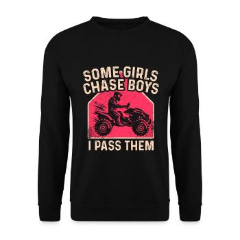 ATV Quad Bike Girl Allradfahrzeuge - Unisex Pullover - Schwarz - Vorne - Alina (178cm) & Michal (187cm)