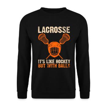 Lacrosse Torwart Lacrosse Handschuhe Kleben Locker - Unisex Pullover - Schwarz - Vorne - Alina (178cm) & Michal (187cm)