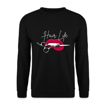 Hairstylist Hair Salon Kosmetologie - Unisex Pullover - Schwarz - Vorne - Alina (178cm) & Michal (187cm)