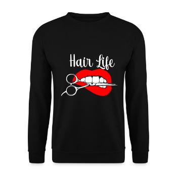 Hairstylist Hair Salon Kosmetologie - Unisex Pullover - Schwarz - Vorne - Alina (178cm) & Michal (187cm)