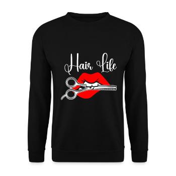 Hairstylist Hair Salon Kosmetologie - Unisex Pullover - Schwarz - Vorne - Alina (178cm) & Michal (187cm)