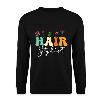 Hairstylist Hair Salon Kosmetologie - Unisex Pullover - Schwarz - Vorne - Alina (178cm) & Michal (187cm)