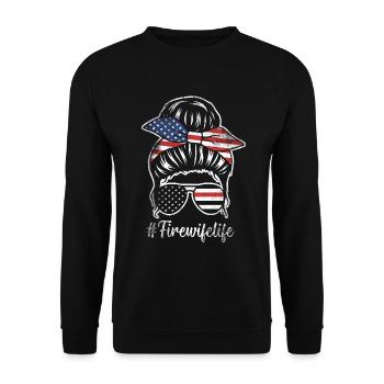 Feuerwehrmann Feuerwehrmannschaften´ - Unisex Pullover - Schwarz - Vorne - Alina (178cm) & Michal (187cm)