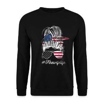 Feuerwehrmann Feuerwehrmannschaften´ - Unisex Pullover - Schwarz - Vorne - Alina (178cm) & Michal (187cm)