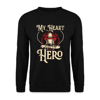 Feuerwehrmann Feuerwehrmannschaften´ - Unisex Pullover - Schwarz - Vorne - Alina (178cm) & Michal (187cm)
