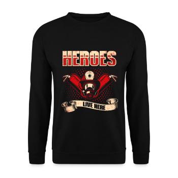 Feuerwehrmann Feuerwehrmannschaften´ - Unisex Pullover - Schwarz - Vorne - Alina (178cm) & Michal (187cm)