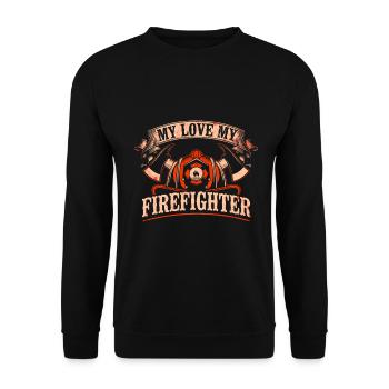 Feuerwehrmann Feuerwehrmannschaften´ - Unisex Pullover - Schwarz - Vorne - Alina (178cm) & Michal (187cm)