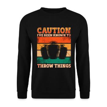 Ceramic Pottery Sculpture - Unisex Sweatshirt - black - Front - Alina (178cm) & Michal (187cm)