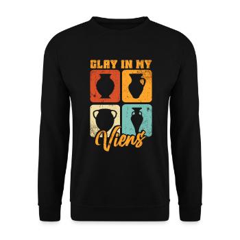 Ceramic Pottery Sculpture - Unisex Sweatshirt - black - Front - Alina (178cm) & Michal (187cm)