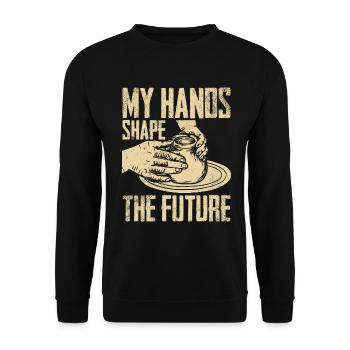 Ceramic Pottery Sculpture - Unisex Sweatshirt - black - Front - Alina (178cm) & Michal (187cm)