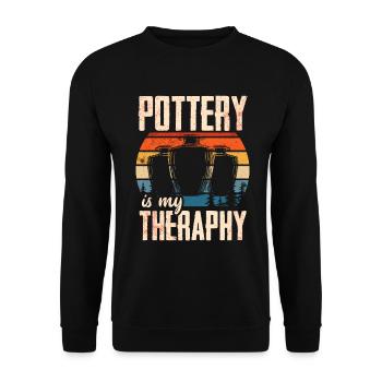 Ceramic Pottery Sculpture - Unisex Sweatshirt - black - Front - Alina (178cm) & Michal (187cm)