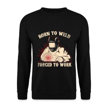 Schweißschweißarbeiterin Metallbearbeitungs - Unisex Pullover - Schwarz - Vorne - Alina (178cm) & Michal (187cm)