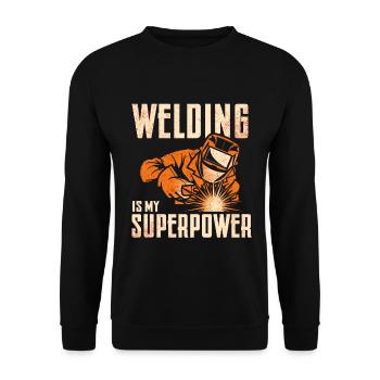 Schweißschweißarbeiterin Metallbearbeitungs - Unisex Pullover - Schwarz - Vorne - Alina (178cm) & Michal (187cm)