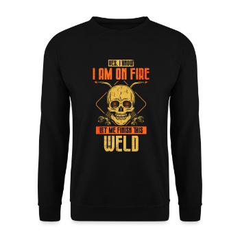 Schweißschweißarbeiterin Metallbearbeitungs - Unisex Pullover - Schwarz - Vorne - Alina (178cm) & Michal (187cm)