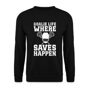 Lacrosse Goalkeeper Gloves Stick Lax Goalkeeper - Unisex Sweatshirt - black - Front - Alina (178cm) & Michal (187cm)
