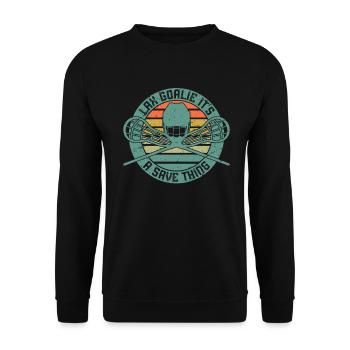 Lacrosse Goalkeeper Gloves Stick Lax Goalkeeper - Unisex Sweatshirt - black - Front - Alina (178cm) & Michal (187cm)