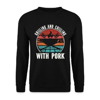 Grill Pork - Unisex Sweatshirt - black - Front - Alina (178cm) & Michal (187cm)