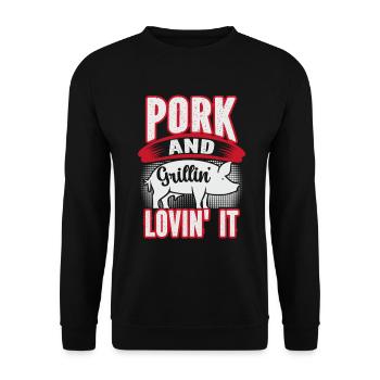 Grill Pork - Unisex Sweatshirt - black - Front - Alina (178cm) & Michal (187cm)