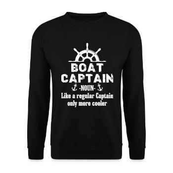 Bootskapitän Lustiger Bootssegelsee Boater - Unisex Pullover - Schwarz - Vorne - Alina (178cm) & Michal (187cm)