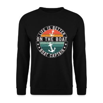 Boat Captain Funny Boat Sailing Lake Boater - Unisex Sweatshirt - black - Front - Alina (178cm) & Michal (187cm)