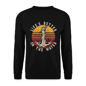 Bootskapitän Lustiger Bootssegelsee Boater - Unisex Pullover - Schwarz - Vorne - Alina (178cm) & Michal (187cm)