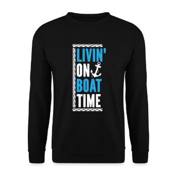 Bootskapitän Lustiger Bootssegelsee Boater - Unisex Pullover - Schwarz - Vorne - Alina (178cm) & Michal (187cm)