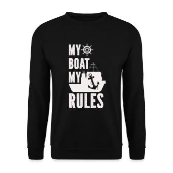 Bootskapitän Lustiger Bootssegelsee Boater - Unisex Pullover - Schwarz - Vorne - Alina (178cm) & Michal (187cm)