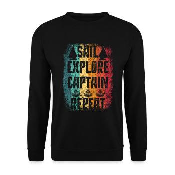 Bootskapitän Lustiger Bootssegelsee Boater - Unisex Pullover - Schwarz - Vorne - Alina (178cm) & Michal (187cm)