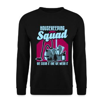 Housekeeping Week Geschenke Reinigungsliebhaber - Unisex Pullover - Schwarz - Vorne - Alina (178cm) & Michal (187cm)