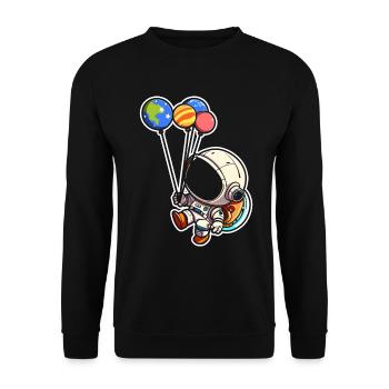 Astronaut Holding Planet Balloons Solar System - Unisex Sweatshirt - black - Front - Alina (178cm) & Michal (187cm)
