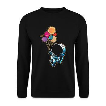 Astronaut Holding Planet Balloons Solar System - Unisex Sweatshirt - black - Front - Alina (178cm) & Michal (187cm)