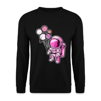 Astronaut Holding Planet Balloons Solar System - Unisex Sweatshirt - black - Front - Alina (178cm) & Michal (187cm)