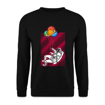 Astronaut Holding Planet Balloons Solar System - Unisex Sweatshirt - black - Front - Alina (178cm) & Michal (187cm)