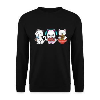 Chat Boba Thé Bubble Tea Gaming Gamer Ramen Anime - Sweat-shirt Unisexe - noir - Devant - Alina (178cm) & Michal (187cm)