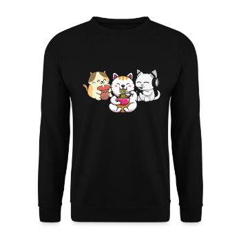 Chat Boba Thé Bubble Tea Gaming Gamer Ramen Anime - Sweat-shirt Unisexe - noir - Devant - Alina (178cm) & Michal (187cm)
