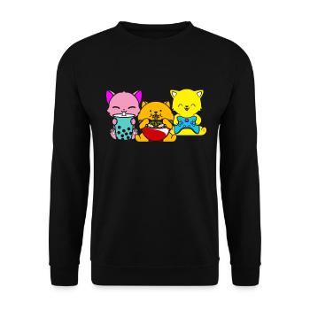 Chat Boba Thé Bubble Tea Gaming Gamer Ramen Anime - Sweat-shirt Unisexe - noir - Devant - Alina (178cm) & Michal (187cm)