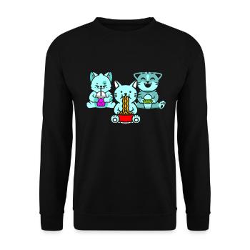 Chat Boba Thé Bubble Tea Gaming Gamer Ramen Anime - Sweat-shirt Unisexe - noir - Devant - Alina (178cm) & Michal (187cm)