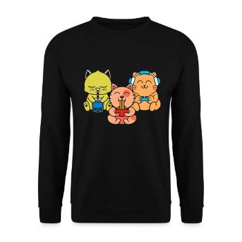 Chat Boba Thé Bubble Tea Gaming Gamer Ramen Anime - Sweat-shirt Unisexe - noir - Devant - Alina (178cm) & Michal (187cm)