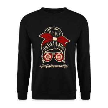 Feuerwehrmutter Feuerwehr Mutter - Unisex Pullover - Schwarz - Vorne - Alina (178cm) & Michal (187cm)