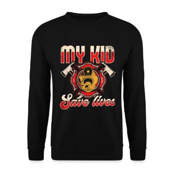 Feuerwehrmutter Feuerwehr Mutter - Unisex Pullover - Schwarz - Vorne - Alina (178cm) & Michal (187cm)